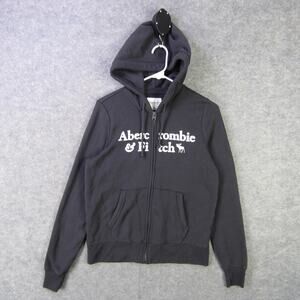 Abercrombie & Fitch Hoodie Mens Small Gray Full Zip Sweatshirt Moose Logo
